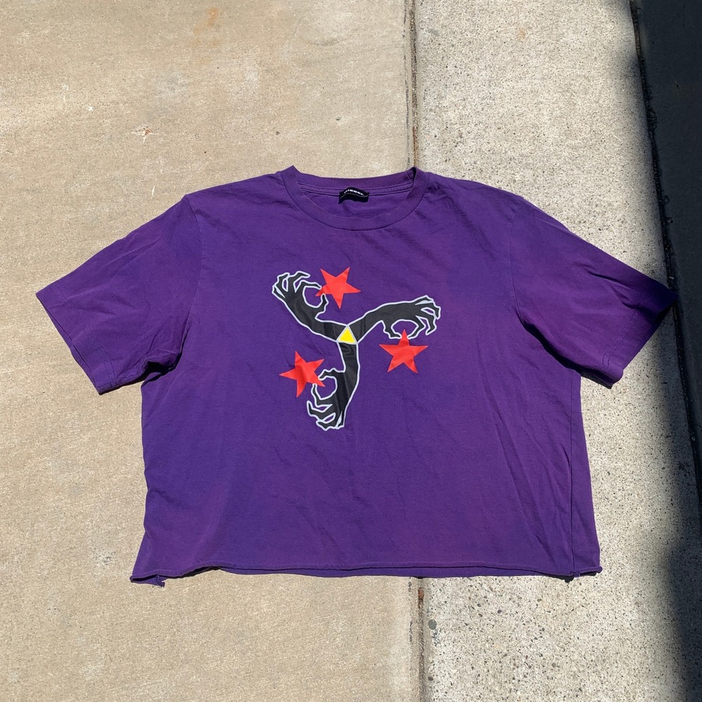 Diesel black hands and stars cropped t-shirt‎ in purple - size medium womens